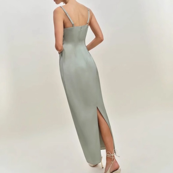 NWT Reformation Vesper Satin Maxi Dress in Salvia Green - Picture 2 of 10